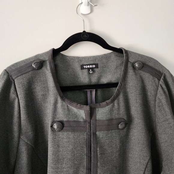 Torrid‎ Charcoal Gray Fitted Military Blazer Jacket Size Women's Plus 4X - Picture 5 of 13